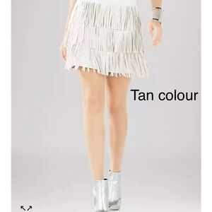 BCBGMaxAzria Lotti Fringe Mini Skirt in Canvas. Size 0.